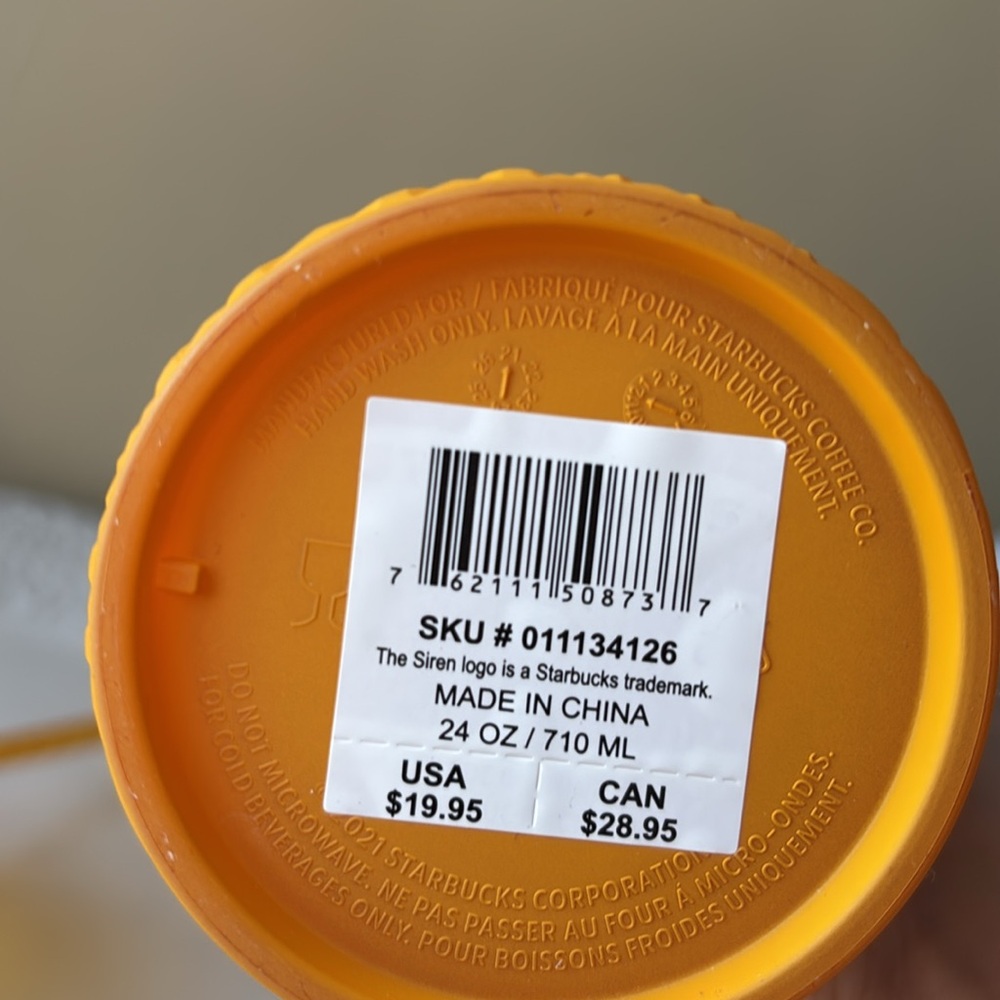 NWT Starbucks Orange Textured Ombré Tumbler with Straw - Picture 5 of 5
